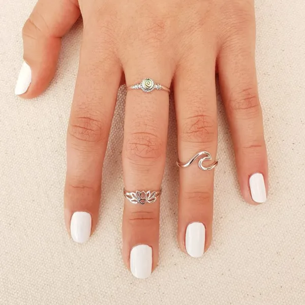 Studio Jewellery Gem Stone Rings | Rings-Small Abalone Shell Silver Ring