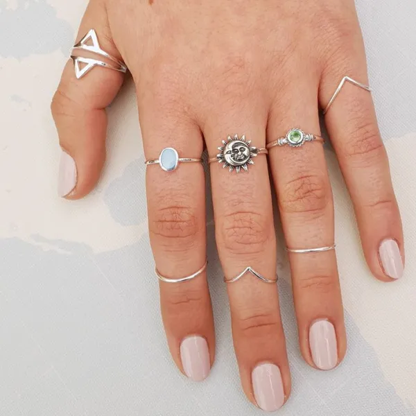 Studio Jewellery Gem Stone Rings | Rings-Small Abalone Shell Silver Ring