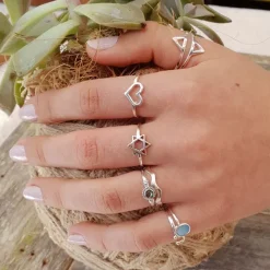 Studio Jewellery Gem Stone Rings | Rings-Small Abalone Shell Silver Ring