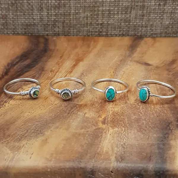 Studio Jewellery Gem Stone Rings | Rings-Small Abalone Shell Silver Ring