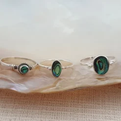 Studio Jewellery Gem Stone Rings | Rings-Small Abalone Shell Silver Ring