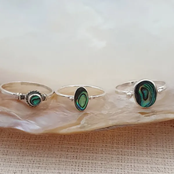 Studio Jewellery Gem Stone Rings | Rings-Small Abalone Shell Silver Ring