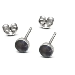 Studio Jewellery Stud Earrings | Earrings-Small Black Silver Stud Earrings