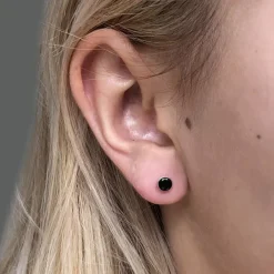 Studio Jewellery Stud Earrings | Earrings-Small Black Silver Stud Earrings