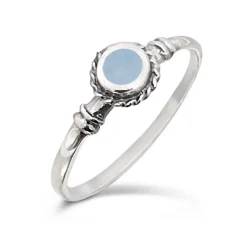 Studio Jewellery Gem Stone Rings | Rings-Small Blue Shell Rope Head Silver Ring