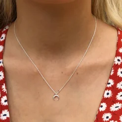 Studio Jewellery Necklaces-Small Crescent Moon Silver Necklace