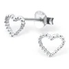 Studio Jewellery Stud Earrings | Earrings-Small Cut Out Beaded Heart Sterling Silver Earring Studs
