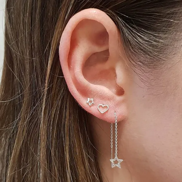 Studio Jewellery Stud Earrings | Earrings-Small Cut Out Beaded Heart Sterling Silver Earring Studs