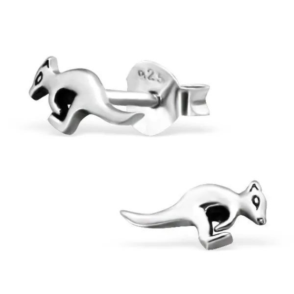 Studio Jewellery Stud Earrings | Earrings-Small Designer Kangaroo Silver Earring Studs