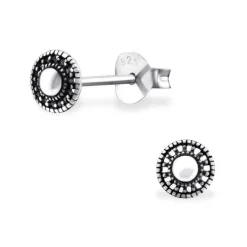Studio Jewellery Stud Earrings | Earrings-Small Dome Silver Earrings Studs