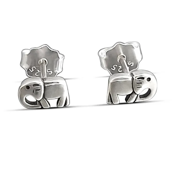 Studio Jewellery Stud Earrings | Earrings-Small Elephant Silver Earring Studs