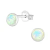 Studio Jewellery Stud Earrings | Earrings-Small Faux Fire Opal Circle Silver Stud Earrings