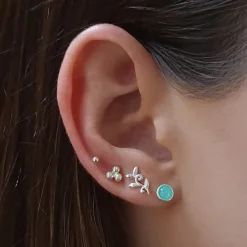 Studio Jewellery Stud Earrings | Earrings-Small Faux Mint Opal Circle Silver Stud Earrings