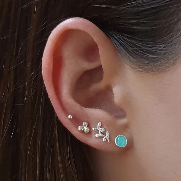 Studio Jewellery Stud Earrings | Earrings-Small Faux Mint Opal Circle Silver Stud Earrings