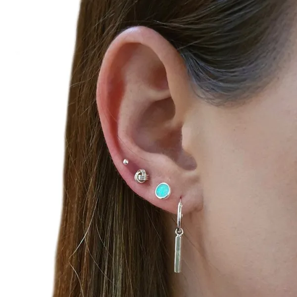 Studio Jewellery Stud Earrings | Earrings-Small Faux Mint Opal Circle Silver Stud Earrings