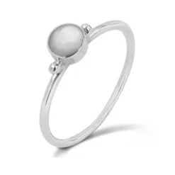 Studio Jewellery Gem Stone Rings | Rings-Small Fine Mother of Pearl Circle Silver Ring
