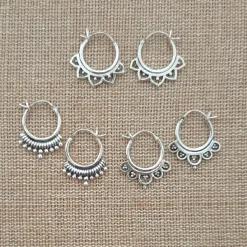 Studio Jewellery Earring Jackets And Threaders | Earrings-Small Mandala Silver Hoop Earrings