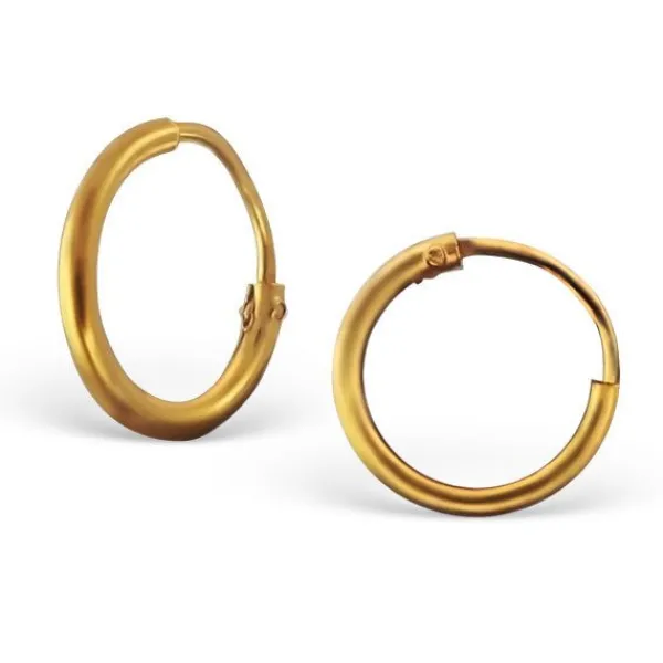 Studio Jewellery Hoop Earrings | Earrings-Small 8-16mm Gold on Sterling Silver Hoop Sleeper Earrings