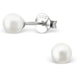 Studio Jewellery Stud Earrings | Earrings-Small 4mm Sterling Silver Freshwater Pearl Earring Studs