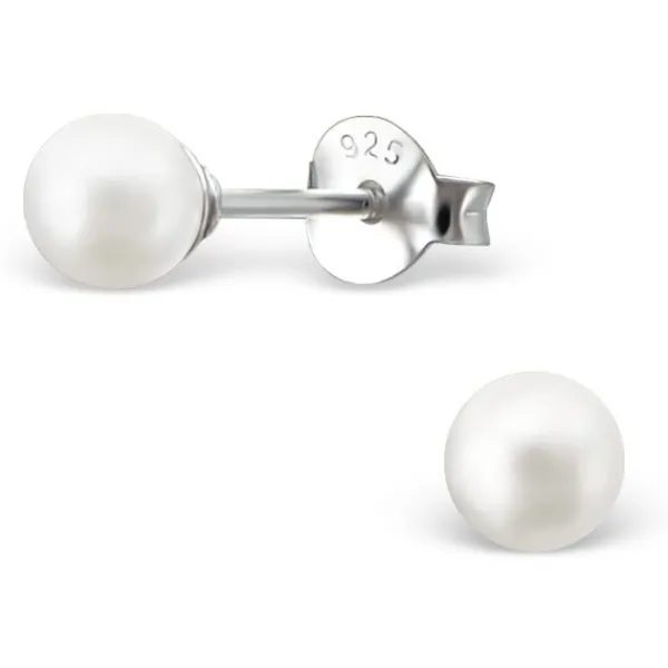 Studio Jewellery Stud Earrings | Earrings-Small 4mm Sterling Silver Freshwater Pearl Earring Studs