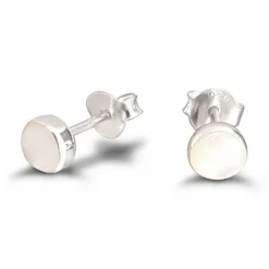 Studio Jewellery Stud Earrings | Earrings-Small Mother of Pearl Shell Silver Stud Earrings