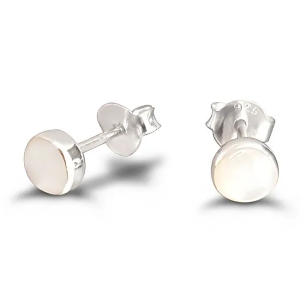 Studio Jewellery Stud Earrings | Earrings-Small Mother of Pearl Shell Silver Stud Earrings