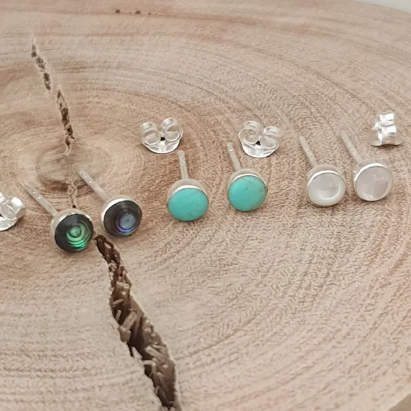 Studio Jewellery Stud Earrings | Earrings-Small Mother of Pearl Shell Silver Stud Earrings