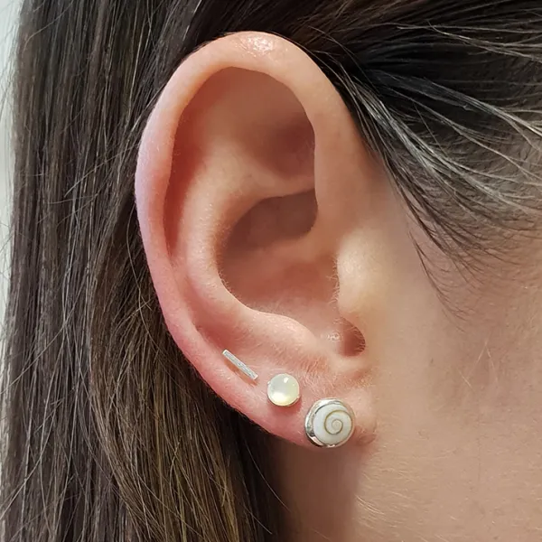 Studio Jewellery Stud Earrings | Earrings-Small Mother of Pearl Shell Silver Stud Earrings