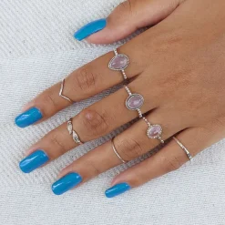 Studio Jewellery Gem Stone Rings | Rings-Small Oval Rose Quartz Sterling Silver Ring