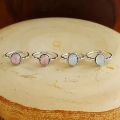 Studio Jewellery Gem Stone Rings | Rings-Small Oval Rose Quartz Sterling Silver Ring