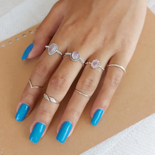 Studio Jewellery Gem Stone Rings | Rings-Small Oval Rose Quartz Sterling Silver Ring