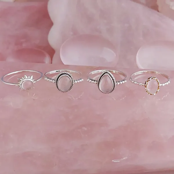 Studio Jewellery Gem Stone Rings | Rings-Small Oval Rose Quartz Sterling Silver Ring