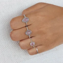 Studio Jewellery Gem Stone Rings | Rings-Small Oval Rose Quartz Sterling Silver Ring