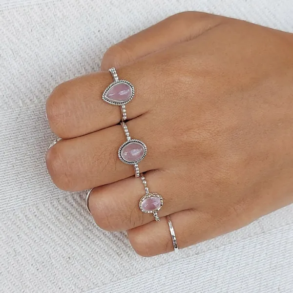 Studio Jewellery Gem Stone Rings | Rings-Small Oval Rose Quartz Sterling Silver Ring