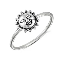 Studio Jewellery Feature & Stacker Rings | Rings-Small Smiling Sun Silver Ring