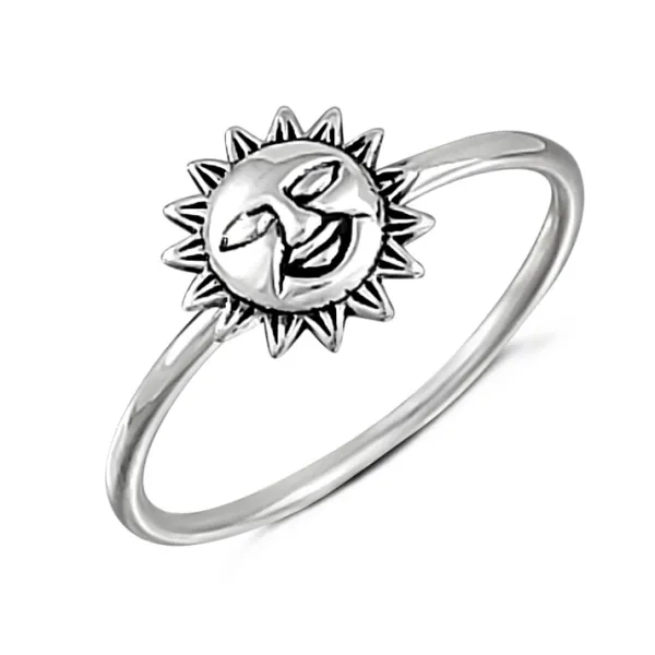 Studio Jewellery Feature & Stacker Rings | Rings-Small Smiling Sun Silver Ring