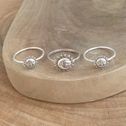 Studio Jewellery Feature & Stacker Rings | Rings-Small Smiling Sun Silver Ring