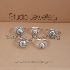 Studio Jewellery Feature & Stacker Rings | Rings-Small Smiling Sun Silver Ring