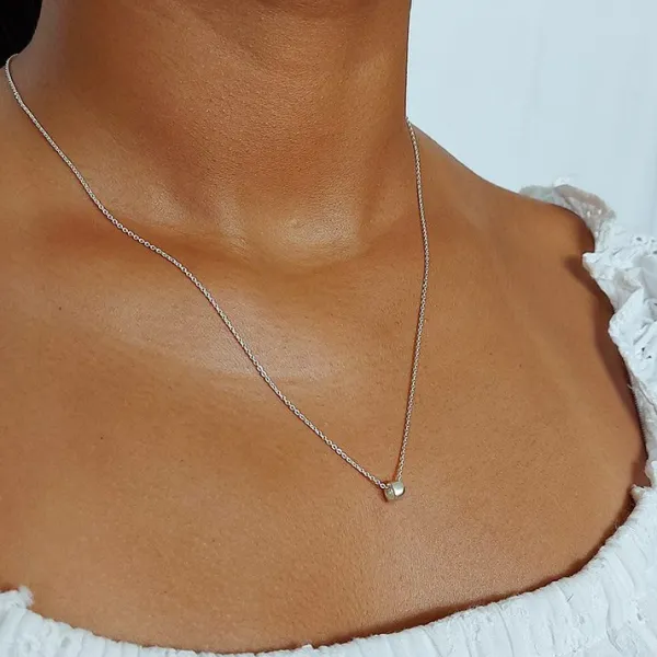 Studio Jewellery Necklaces-Small Tube Silver Necklace