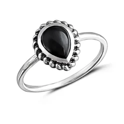 Studio Jewellery Gem Stone Rings | Rings-Small Water Drop Onyx Sterling Silver Ring