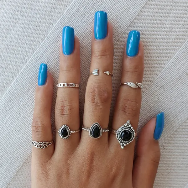 Studio Jewellery Gem Stone Rings | Rings-Small Water Drop Onyx Sterling Silver Ring