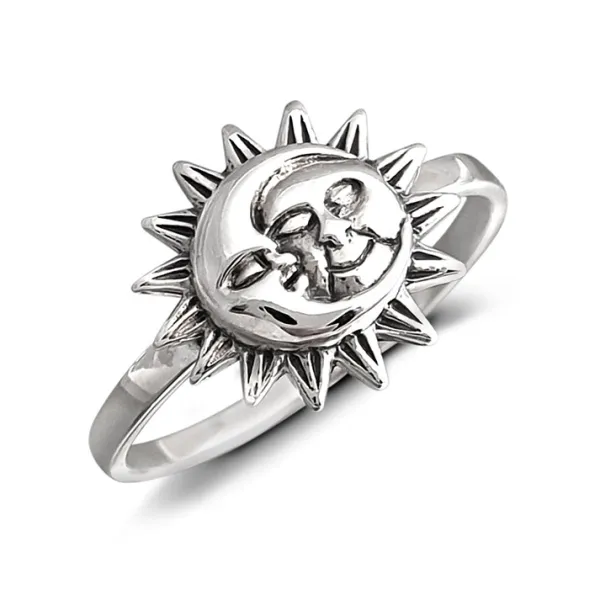 Studio Jewellery Feature & Stacker Rings | Rings-Smiling Sun and Moon Silver Ring
