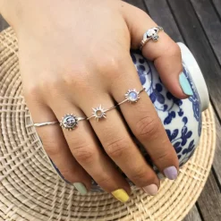 Studio Jewellery Feature & Stacker Rings | Rings-Smiling Sun and Moon Silver Ring