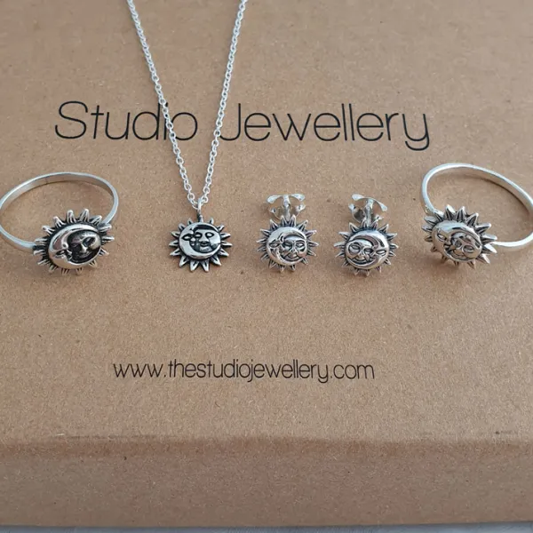 Studio Jewellery Feature & Stacker Rings | Rings-Smiling Sun and Moon Silver Ring