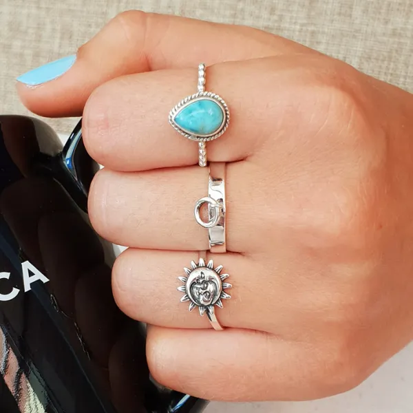 Studio Jewellery Feature & Stacker Rings | Rings-Smiling Sun and Moon Silver Ring