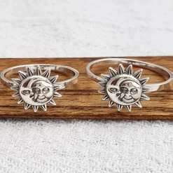 Studio Jewellery Feature & Stacker Rings | Rings-Smiling Sun and Moon Silver Ring
