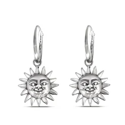 Studio Jewellery Hoop Earrings | Earrings-Smiling Sun Silver Hoop Earrings