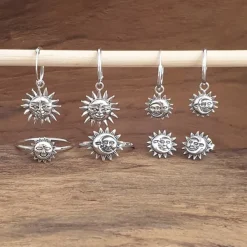 Studio Jewellery Hoop Earrings | Earrings-Smiling Sun Silver Hoop Earrings