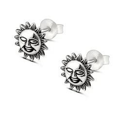 Studio Jewellery Stud Earrings | Earrings-Smiling Sun Silver Stud Earrings