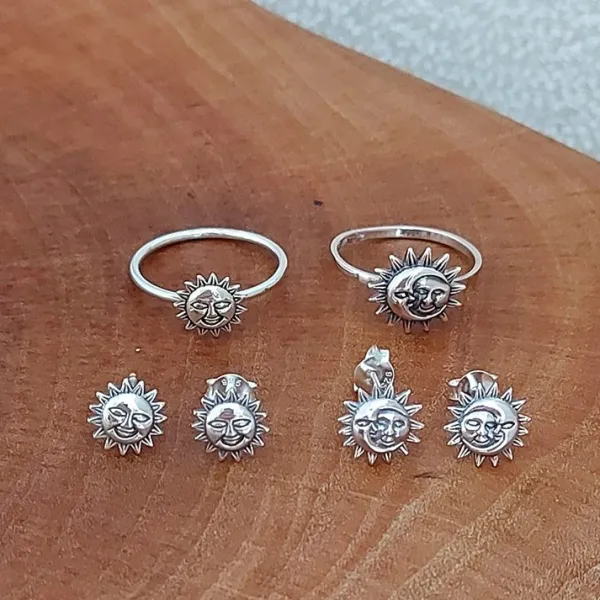 Studio Jewellery Stud Earrings | Earrings-Smiling Sun Silver Stud Earrings